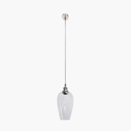 Ruma Glass Pendant Ceiling Light with Antique Silver Metal Chain Pendant in Clear - thumbnail 2