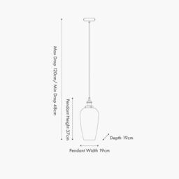 Ruma Glass Pendant Ceiling Light with Antique Silver Metal Chain Pendant in Clear - thumbnail 6