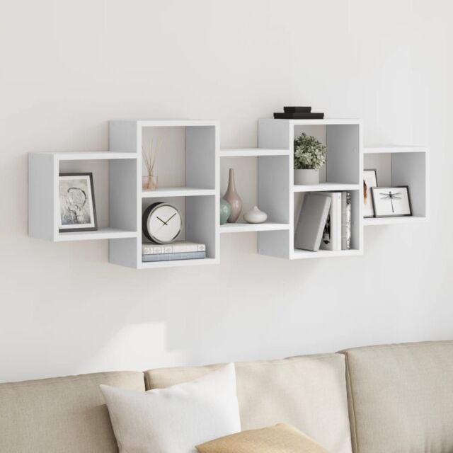 Berkfield Home Wall Shelf White 129x18x42 cm Engineered Wood - Size: 129 x 18 x 42 cm - image 1