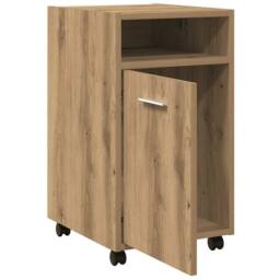 Berkfield Home Cabinet with Wheels Artisan Oak 33x38x60 cm Engineered Wood in Brown - Size: 33 x 38 x 60 cm - thumbnail 7