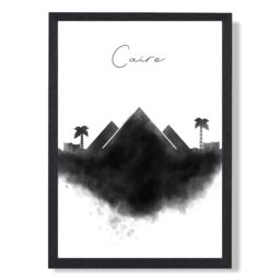 ARTZE Cairo Watercolour Skyline City Framed Print SIZE: A2 with Black Frame - Size: A4 - thumbnail 1