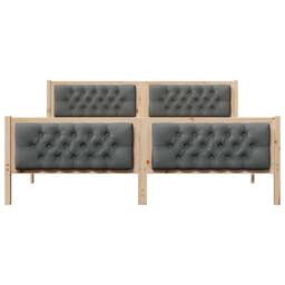 Berkfield Home Bed Frame with Headboard Dark Grey 180 x 200 cm Solid Pine Wood in Light Tan - thumbnail 5