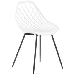 Wyld and Coco Nordic Luxe Set of 2 White Synthetic Dining Chairs Black Metal Legs - thumbnail 3