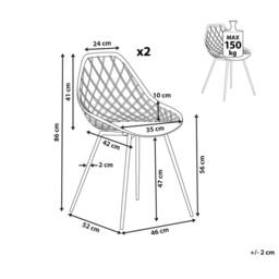 Wyld and Coco Nordic Luxe Set of 2 White Synthetic Dining Chairs Black Metal Legs - thumbnail 4