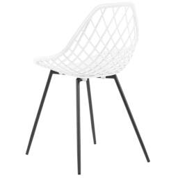 Wyld and Coco Nordic Luxe Set of 2 White Synthetic Dining Chairs Black Metal Legs - thumbnail 6