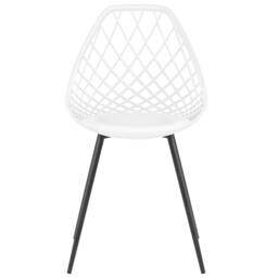 Wyld and Coco Nordic Luxe Set of 2 White Synthetic Dining Chairs Black Metal Legs - thumbnail 5