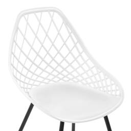 Wyld and Coco Nordic Luxe Set of 2 White Synthetic Dining Chairs Black Metal Legs - thumbnail 7