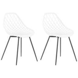 Wyld and Coco Nordic Luxe Set of 2 White Synthetic Dining Chairs Black Metal Legs - thumbnail 2