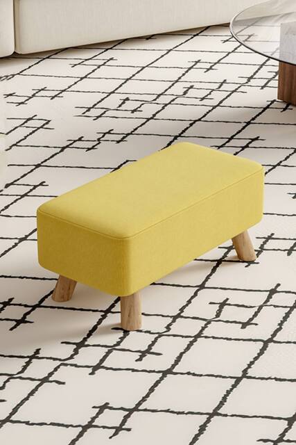 Living and Home 57cm W Yellow Rectangular Tofu-shaped Footstool - image 1
