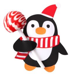 Leaper 50PCS Penguin Christmas Pattern Lollipop Decorative Paper Cards in Black - thumbnail 1