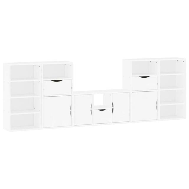 Berkfield Home 5 Piece TV Units with Storage ODDA White Solid Wood Pine - image 1