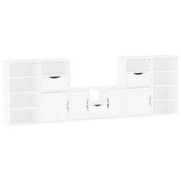 Berkfield Home 5 Piece TV Units with Storage ODDA White Solid Wood Pine - thumbnail 1