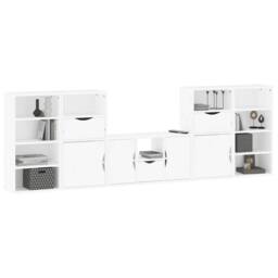 Berkfield Home 5 Piece TV Units with Storage ODDA White Solid Wood Pine - thumbnail 4