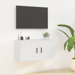 Berkfield Home Wall Mounted TV Cabinet White 80x34.5x40 cm - thumbnail 2