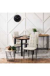 Living and Home Set of 4 Linen Upholstered Dining Chairs in Beige - thumbnail 2