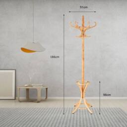 SPETLEK Coat Rack Standing Coat Rack Entryway Wooden Coat Tree Stand Beige - thumbnail 2