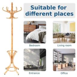 SPETLEK Coat Rack Standing Coat Rack Entryway Wooden Coat Tree Stand Beige - thumbnail 7