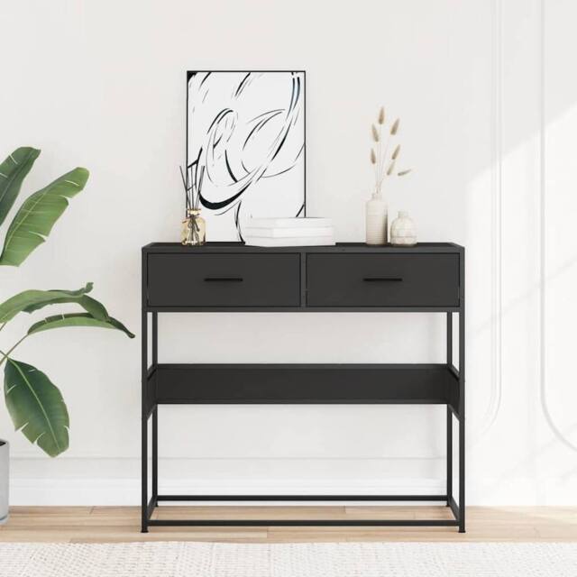 Berkfield Home Classic Console Table Black 90x35x80 cm Engineered Wood - Size: 90 x 35 x 80 cm - image 1