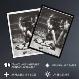 Artery8 George Bellows Counted Out Second Stone Boxing Framed Wall Art Print in Grey - Size: A4 - thumbnail 2