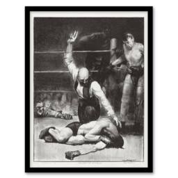 Artery8 George Bellows Counted Out Second Stone Boxing Framed Wall Art Print in Grey - Size: A4 - thumbnail 1