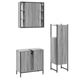 Berkfield Home 3 Piece Bathroom Cabinet Set Grey Sonoma Engineered Wood - thumbnail 8