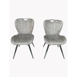 Jaipur Furniture Ltd Dining Fabric Chair with Metal Legs (Set of 2) - Grey/Black - Assembly Required in Grey - thumbnail 6