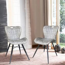 Jaipur Furniture Ltd Dining Fabric Chair with Metal Legs (Set of 2) - Grey/Black - Assembly Required in Grey - thumbnail 8