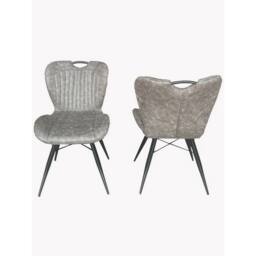 Jaipur Furniture Ltd Dining Fabric Chair with Metal Legs (Set of 2) - Grey/Black - Assembly Required in Grey - thumbnail 1