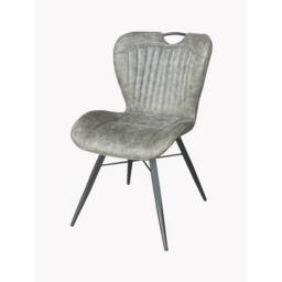 Jaipur Furniture Ltd Dining Fabric Chair with Metal Legs (Set of 2) - Grey/Black - Assembly Required in Grey - thumbnail 3