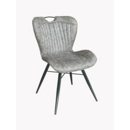 Jaipur Furniture Ltd Dining Fabric Chair with Metal Legs (Set of 2) - Grey/Black - Assembly Required in Grey - thumbnail 2