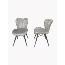 Jaipur Furniture Ltd Dining Fabric Chair with Metal Legs (Set of 2) - Grey/Black - Assembly Required in Grey - thumbnail 7