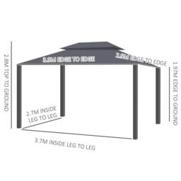OUTSUNNY 3x4m 2-Tier Gazebo Aluminium Garden Marquee Party Tent Black - thumbnail 3
