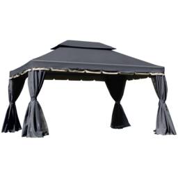 OUTSUNNY 3x4m 2-Tier Gazebo Aluminium Garden Marquee Party Tent Black - thumbnail 2