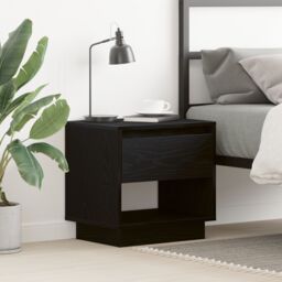 Berkfield Home Bedside Cabinet Black Oak 45x34x48 cm Engineered Wood - Size: 45 x 34 x 48 cm - thumbnail 1