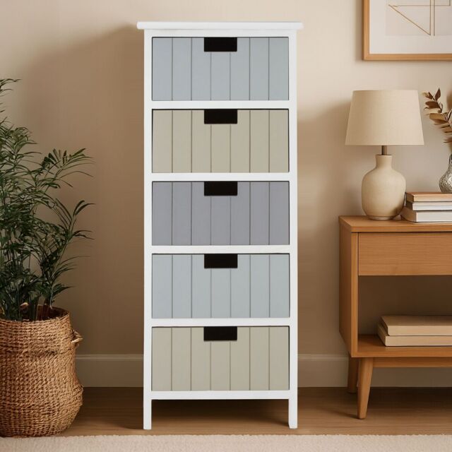 Orsina Modern Design White Mdf 5 Drawers Chest, Compact Chest Of Drawers For Livingroom, Minimalist Storage Chest - image 1