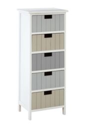 Orsina Modern Design White Mdf 5 Drawers Chest, Compact Chest Of Drawers For Livingroom, Minimalist Storage Chest - thumbnail 2