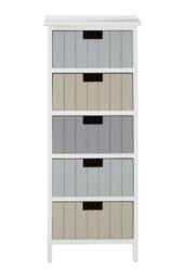 Orsina Modern Design White Mdf 5 Drawers Chest, Compact Chest Of Drawers For Livingroom, Minimalist Storage Chest - thumbnail 6