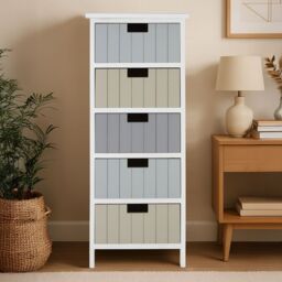 Orsina Modern Design White Mdf 5 Drawers Chest, Compact Chest Of Drawers For Livingroom, Minimalist Storage Chest - thumbnail 1