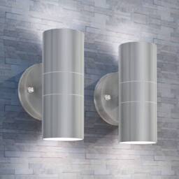 Berkfield Home Outdoor LED Wall Lights 2 pcs Stainless Steel Up/Downwards in Silver