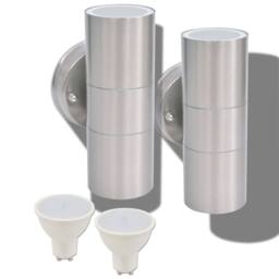 Berkfield Home Outdoor LED Wall Lights 2 pcs Stainless Steel Up/Downwards in Silver - thumbnail 2