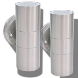 Berkfield Home Outdoor LED Wall Lights 2 pcs Stainless Steel Up/Downwards in Silver - thumbnail 4