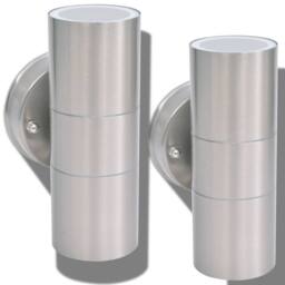 Berkfield Home Outdoor LED Wall Lights 2 pcs Stainless Steel Up/Downwards in Silver - thumbnail 3
