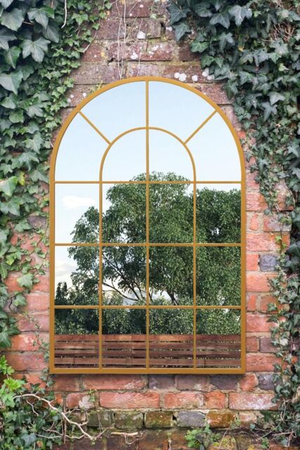 "MirrorOutlet Gold Framed Arched Window Garden Mirror 47""x31"" 120x80CM - Size: 1 Pack" - image 1
