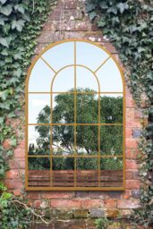 "MirrorOutlet Gold Framed Arched Window Garden Mirror 47""x31"" 120x80CM - Size: 1 Pack" - thumbnail 2