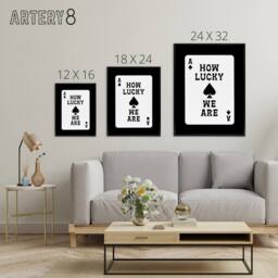 "Artery8 How Lucky We Are Ace Of Spades Card Design Black Framed Canvas Art in White - Size: W12"" x H16""" - thumbnail 4