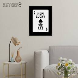 "Artery8 How Lucky We Are Ace Of Spades Card Design Black Framed Canvas Art in White - Size: W12"" x H16""" - thumbnail 3