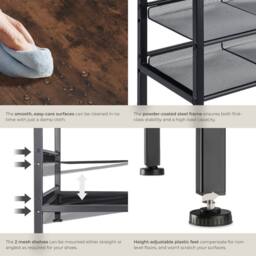 tectake Shoe Rack Derry - Surface Shelf & 2 Grid Shelves, Industrial Style in Dark Brown - thumbnail 5