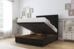 "Sloomy Harrington Plush Ottoman Bed Base-54"" Floor Standing Headboard in Black - Size: Small Double" - thumbnail 2