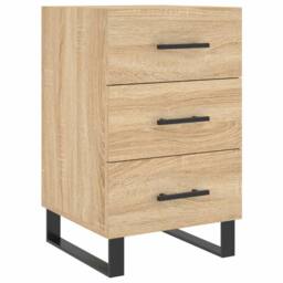 Berkfield Home Modern Bedside Cabinet Sonoma Oak 40x40x66 cm Engineered Wood in Light Tan - Size: 40 x 40 x 66 cm - thumbnail 3