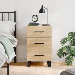 Berkfield Home Modern Bedside Cabinet Sonoma Oak 40x40x66 cm Engineered Wood in Light Tan - Size: 40 x 40 x 66 cm - thumbnail 2